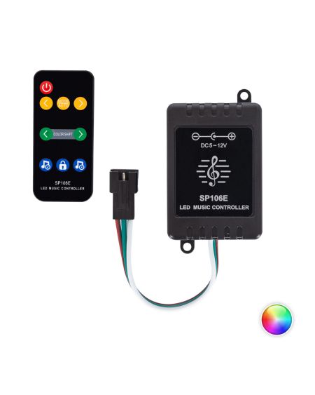 Contrôleur Variateur musical RGBIC Digital SPI 12V DC ruban LED avec télécommande IR