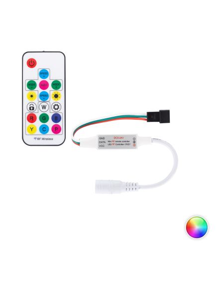 Contrôleur Variateur Mini Ruban LED RGBIC Numérique SPI 5-24V DC avec Télécommande RF