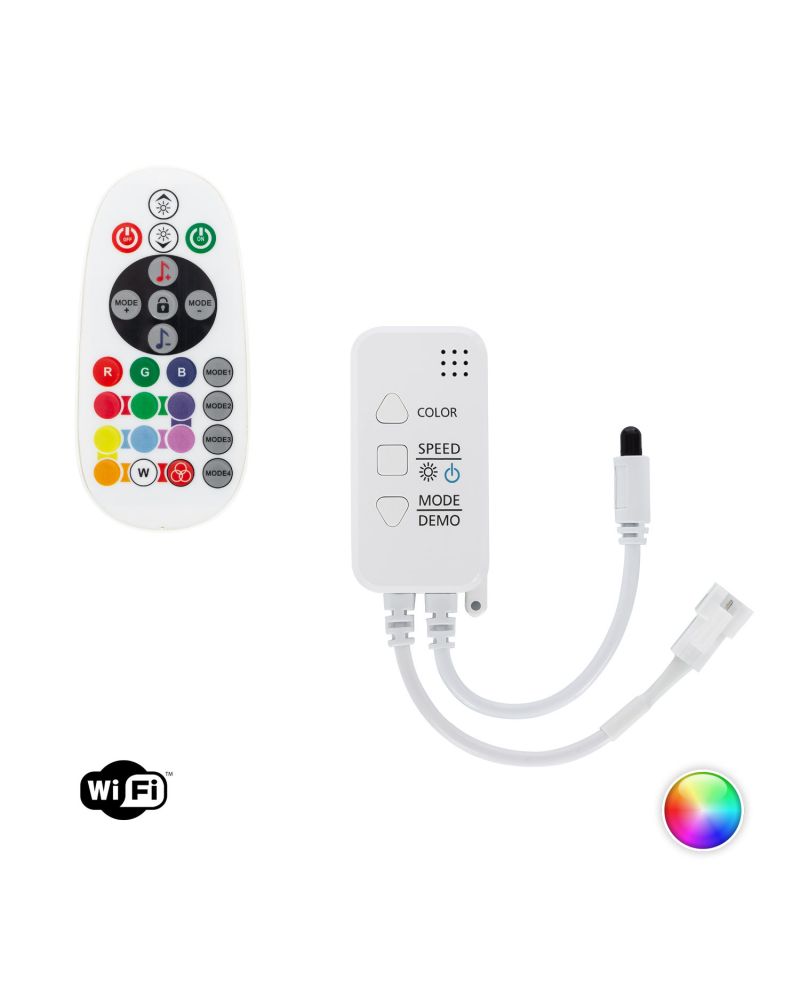 Contrôleur Variateur Wi-Fi pour Ruban LED RGBIC Numérique SPI 12-24V DC avec Télécommande IR Contrôleur Variateur Wi-Fi pour Ruban LED RGBIC Numérique SPI 12-24V DC avec Télécommande IR