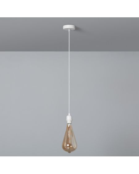 Support à Douille pour Suspension avec Câble Textile Blanc