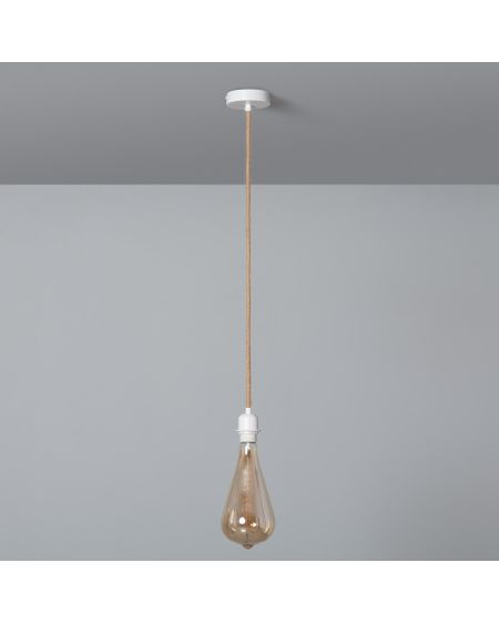 Support à Douille pour Suspension avec Câble Textile Naturel et Blanc