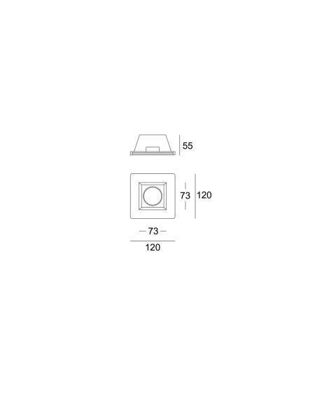 Collerette Downlight Intégration Plâtre/Pladur Carrée pour Ampoule LED GU10/GU5.3 Coupe 123x123 mm UGR17