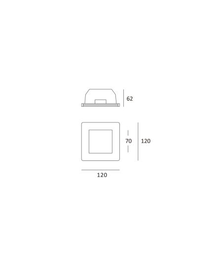Collerette Downlight Intégration Plâtre/Pladur Carrée pour Ampoule LED GU10/GU5.3 Coupe 123x123 mm