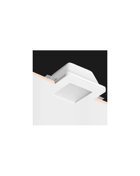 Collerette Downlight Intégration Plâtre/Pladur Carrée pour Ampoule LED GU10/GU5.3 Coupe 123x123 mm
