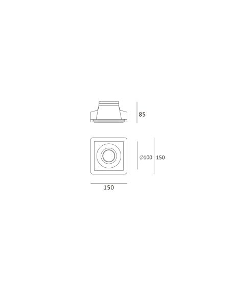 Collerette Downlight Intégration Plâtre/Pladur pour Ampoule LED GU10/GU5.3 Coupe 153x153 mm UGR17