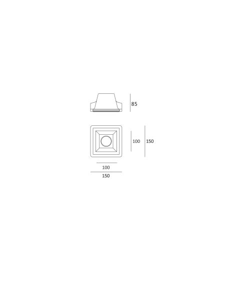 Collerette Downlight Intégration Plâtre/Pladur Carrée pour Ampoule LED GU10/GU5.3 Coupe 153x153 mm UGR17