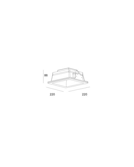Collerette Downlight LED Intégration Plâtre/Pladur Carrée 9W Coupe 223x223 mm UGR17