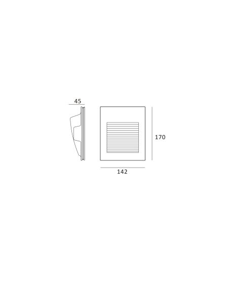 Applique Murale LED Intégration Plâtre/Placo 2W Coupe 353x293 mm