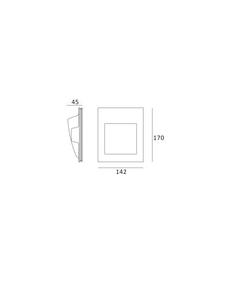 Applique Murale LED Intégration Plâtre/Placo 2W Coupe 173x145 mm