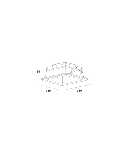 Collerette Downlight LED Intégration Plâtre/Pladur Carrée 18W Coupe 333x333 mm UGR17