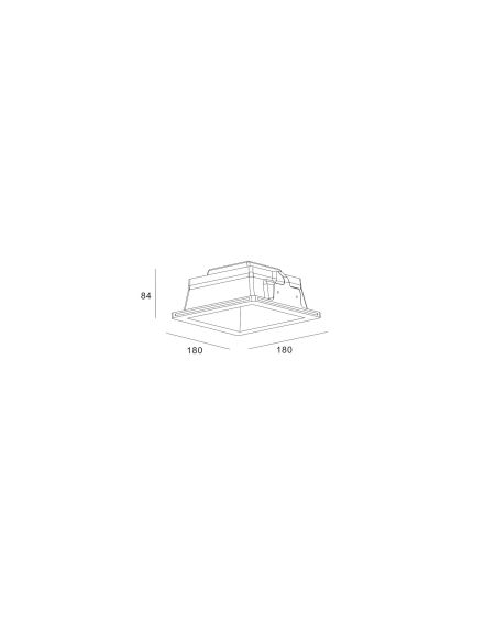 Collerette Downlight LED Intégration Plâtre/Pladur Carrée 9W Coupe 183x183 mm UGR17