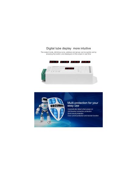 Controleur Variateur LED DL-X DALI 5 en 1 DT8 pour ruban Monochrome/CCT/RGB/RGBW/RGBWW 12/24V DC MiBoxer