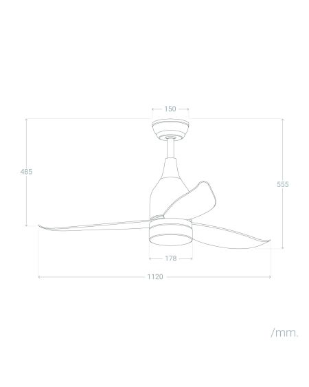 Ventilateur de Plafond Silencieux Dhoti Noir 110cm Moteur DC