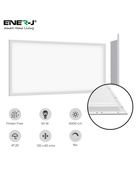 Pack de 2 panneaux rétroéclairés LED, 120x60cm, 50W, 6000Lm, 4000K, garantie 3 ans