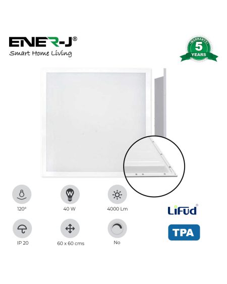 Pack de 2 panneaux rétroéclairés 595x595, driver Lifud, 4000 lumens, diffuseur TPA, 5 ans, 4000K