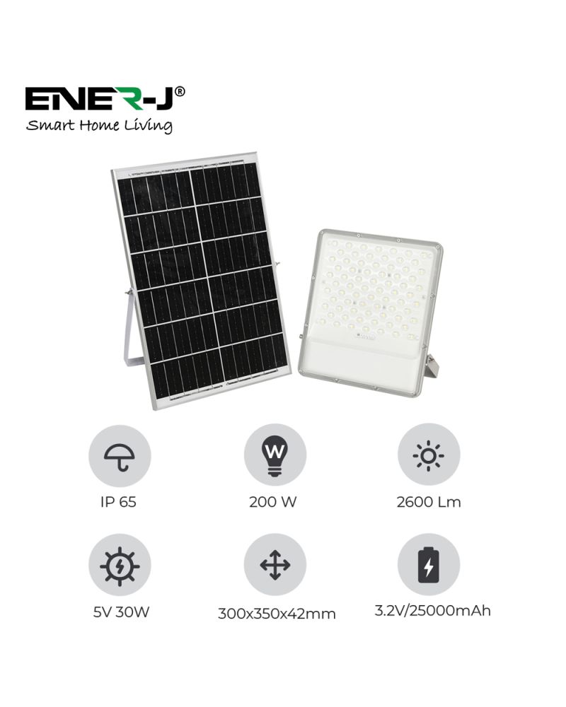 Projecteurs LED 200W avec panneaux solaires, panneau solaire 30W, batterie 25AH, 2600 lumens Projecteurs LED 200W avec panneaux solaires, panneau solaire 30W, batterie 25AH, 2600 lumens