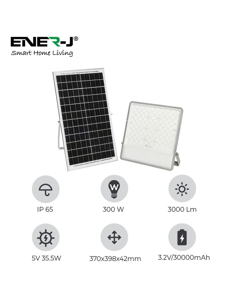 Projecteurs LED 300W avec panneaux solaires, panneau solaire 35,5W, batterie 30AH, 3000 lumens Projecteurs LED 300W avec panneaux solaires, panneau solaire 35,5W, batterie 30AH, 3000 lumens