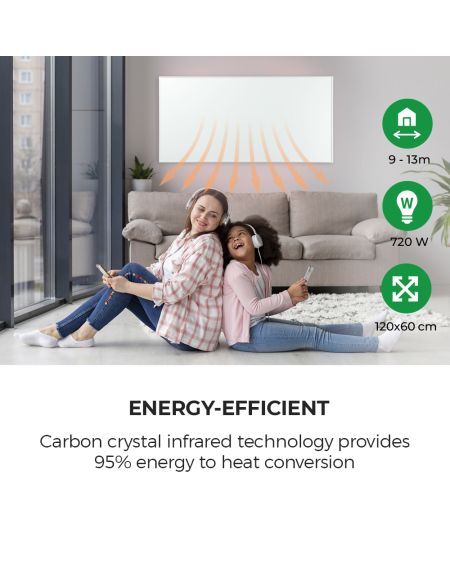 Panneau chauffant infrarouge 1195*595, corps blanc, 720W