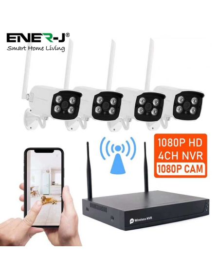 Kit WiFi NVR (NVR sans fil 8 canaux + caméra sans fil 4pc) 2.0MP-1080P, avec application ENERJSMART, prise britannique avec CE