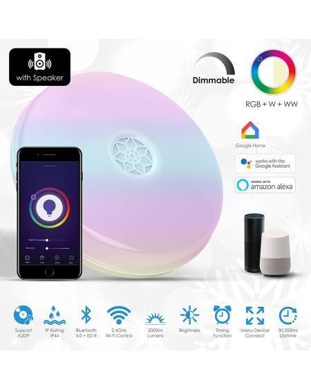 Plafonniers Wi-Fi 24W, RGB+W+WW, variable avec haut-parleur Bluetooth