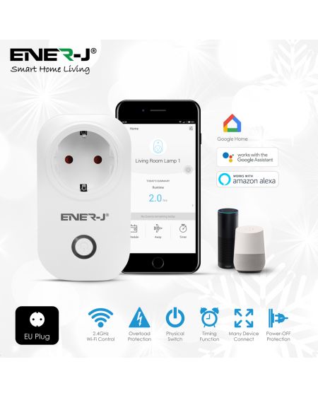 Prise intelligente Wi-Fi avec moniteur d'énergie, prise UE (max 1600 W)