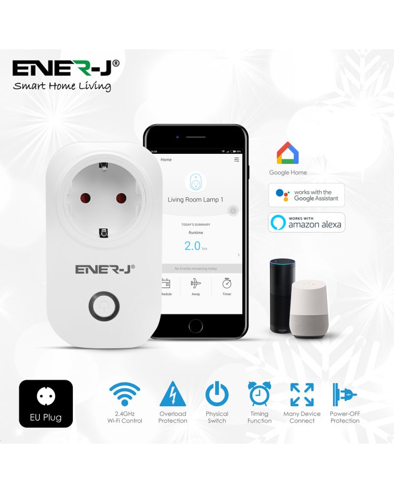 Prise intelligente Wi-Fi avec moniteur d'énergie, prise UE (max 1600 W) Prise intelligente Wi-Fi avec moniteur d'énergie, prise UE (max 1600 W)