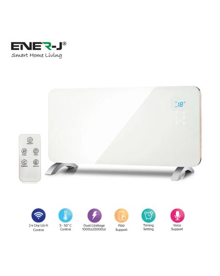 Panneau chauffant intelligent Wi-Fi, verre trempé 2000W