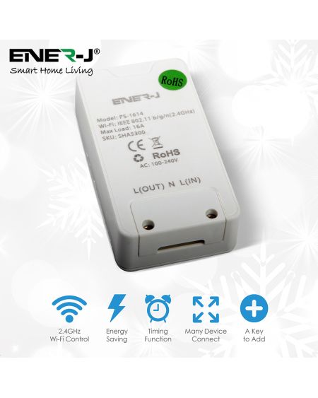 Commutateur Wi-Fi en ligne, charge maximale 3 500 W. Bouton ON / OFF