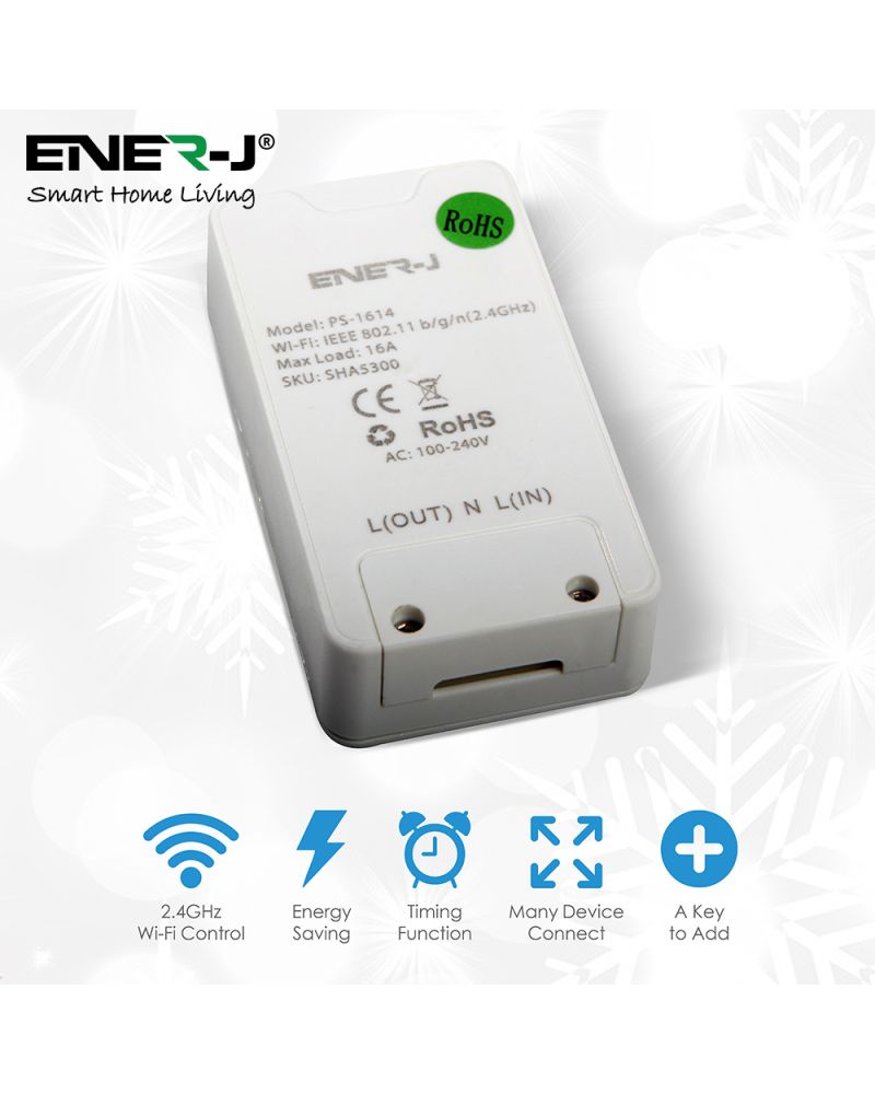 Commutateur Wi-Fi en ligne, charge maximale 3 500 W. Bouton ON / OFF Commutateur Wi-Fi en ligne, charge maximale 3 500 W. Bouton ON / OFF