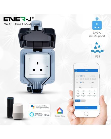 Prise unique étanche Wi-Fi intelligente (IP55)
