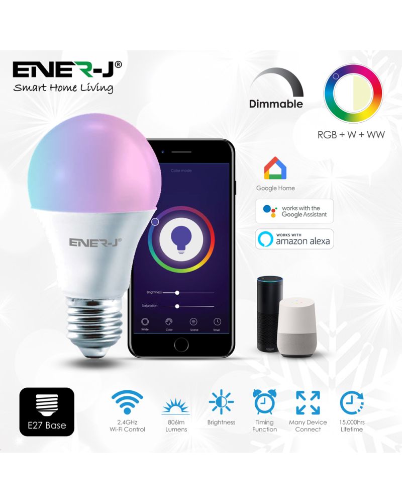Ampoule intelligente Wi-Fi A60 9 W, 806 lumens, RVB+W+WW, support E27 Ampoule intelligente Wi-Fi A60 9 W, 806 lumens, RVB+W+WW, support E27
