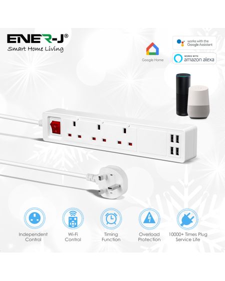 Multiprises Wi-Fi SMART 13A avec 3 prises et 4 USB