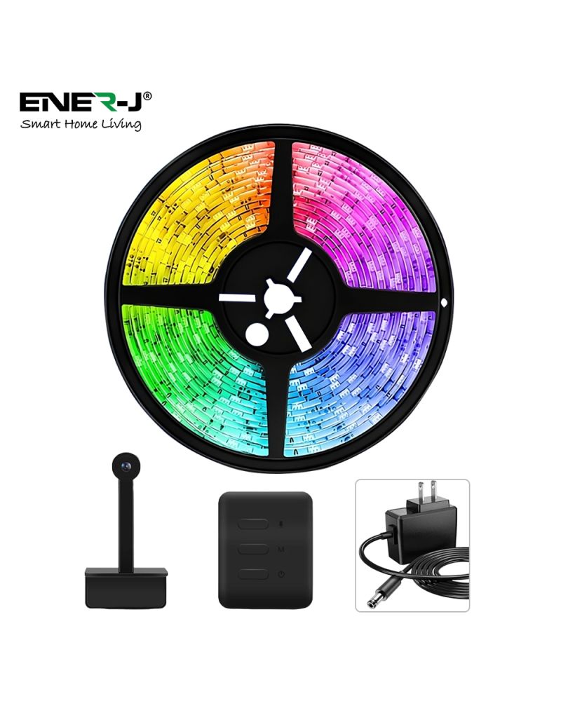 Kit de bandes RGBIC pour PC/TV de jeu intelligent avec bandes LED RGBIC de 3,8 M, caméra, contrôleur et adaptateur britannique Kit de bandes RGBIC pour PC/TV de jeu intelligent avec bandes LED RGBIC de 3,8 M, caméra, contrôleur et adaptateur britannique