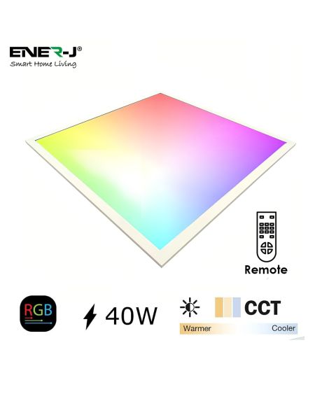 Panneaux rétroéclairés intelligents RVB + CCT 600 x 600 mm, 40 W avec pilote Gold Match et télécommande.