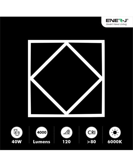 Panneau LED Double Carré Borderline, 60x60 40W 4000 Lumens, 3 ans de garantie, 6000K