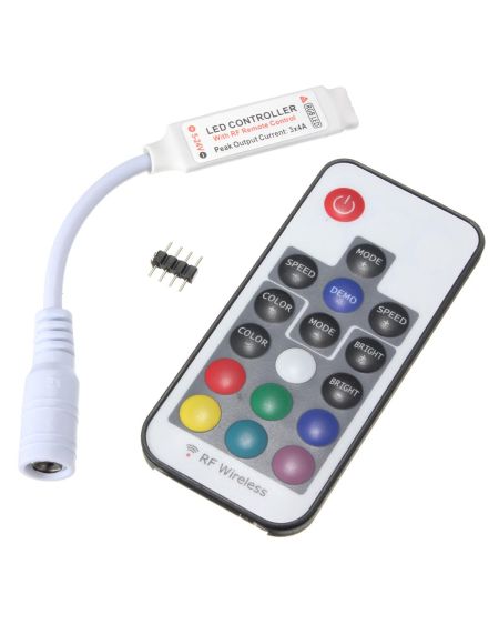 Mini contrôleur RF avec télécommande à 17 touches pour bandes RVB