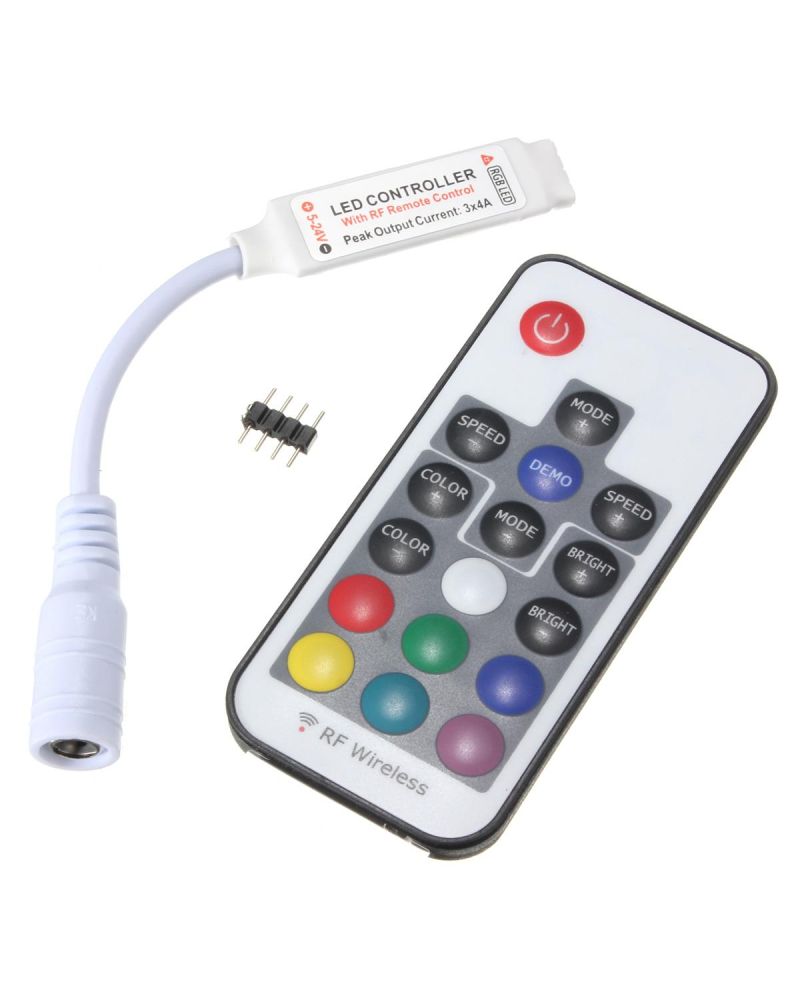Mini contrôleur RF avec télécommande à 17 touches pour bandes RVB Mini contrôleur RF avec télécommande à 17 touches pour bandes RVB