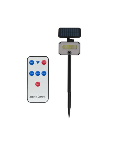 Projecteur solaire PIR 8 W et télécommande avec panneau solaire polycristallin 5,5 V/1 W, 3,7 V/2400 mAh, 6500 K
