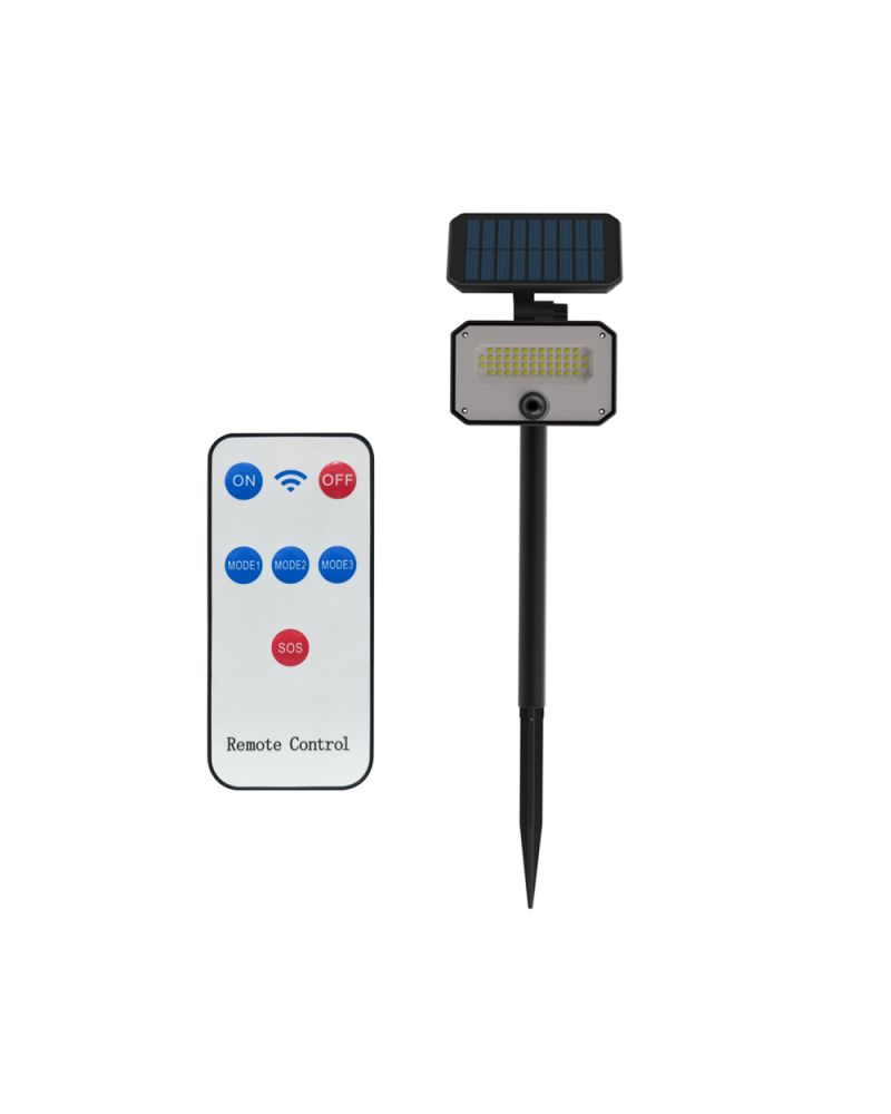 Projecteur solaire PIR 8 W et télécommande avec panneau solaire polycristallin 5,5 V/1 W, 3,7 V/2400 mAh, 6500 K Projecteur solaire PIR 8 W et télécommande avec panneau solaire polycristallin 5,5 V/1 W, 3,7 V/2400 mAh, 6500 K