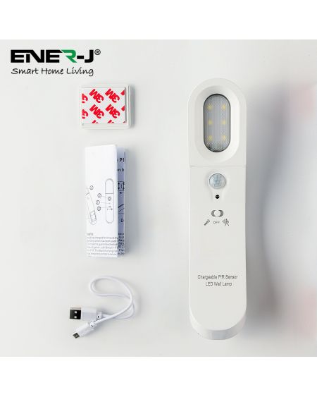 Lampe à capteur rechargeable avec cellule photoélectrique et capteur PIR, blanc