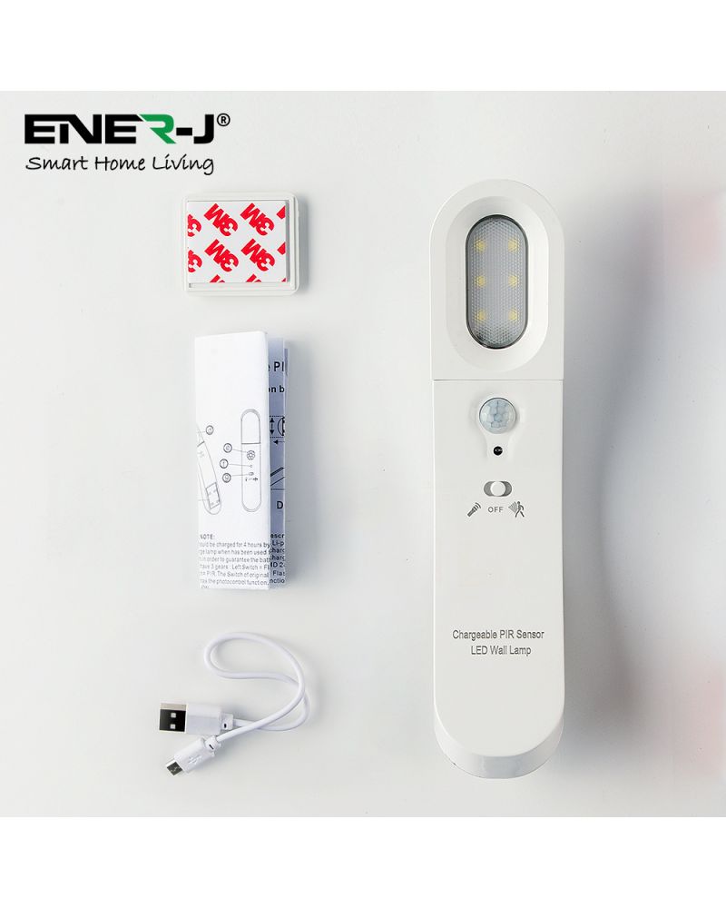 Lampe à capteur rechargeable avec cellule photoélectrique et capteur PIR, blanc Lampe à capteur rechargeable avec cellule photoélectrique et capteur PIR, blanc