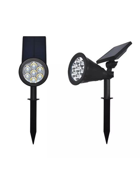 Lampe de jardin solaire à pic 7W, batterie 1800 mAh, panneau solaire 5,5 V 1,5 W, IP44, RVB