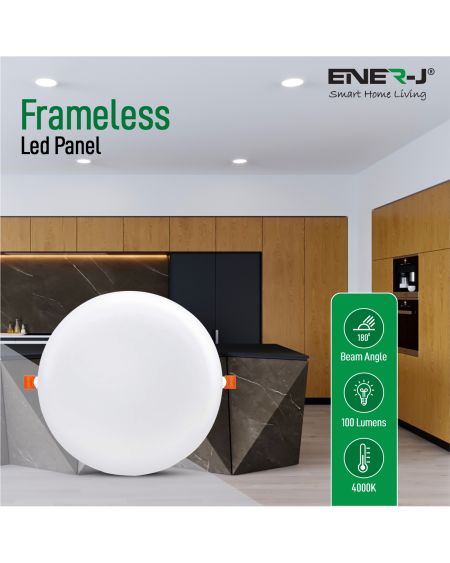 Panneau Super LED à encastrer sans cadre 12 W, 105 mm, rond, 4 000 K