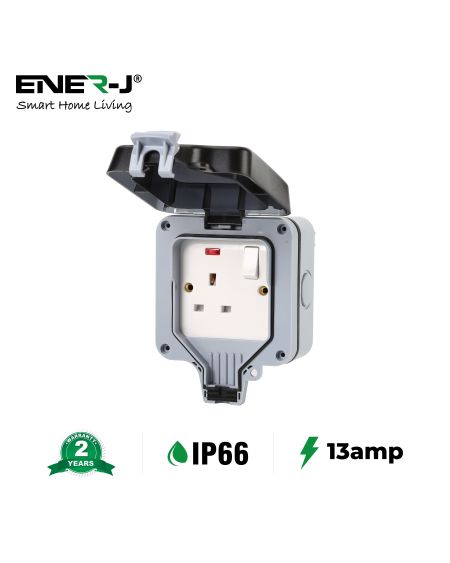 Prise BS simple étanche 13A avec interrupteur