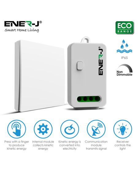 Commutateur cinétique sans fil 1 gang + récepteur RF non variable et Wi-Fi 5A dans 1 paquet